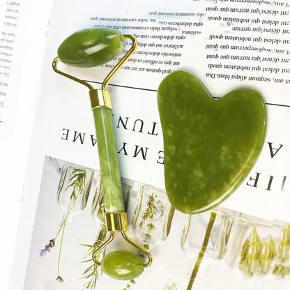 Instant Glow Gua Sha & Jade Roller Set | voor een Stralende Huid en Natuurlijke Ontspanning