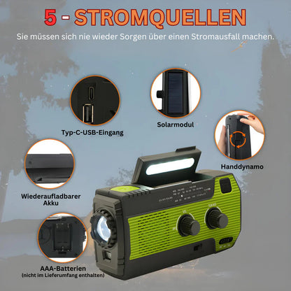 Draagbare Noodradio met Zonne-energie - 5 Stroombronnen voor Maximale Betrouwbaarheid