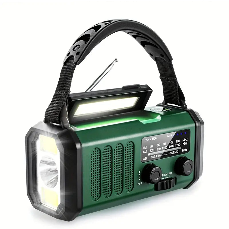 Solar Noodradio met Powerbank - Zwengelradio met Ledlampje voor Kamperen & Buiten