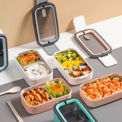 2-laags Roestvrijstalen Bento Lunchbox met Deksel
