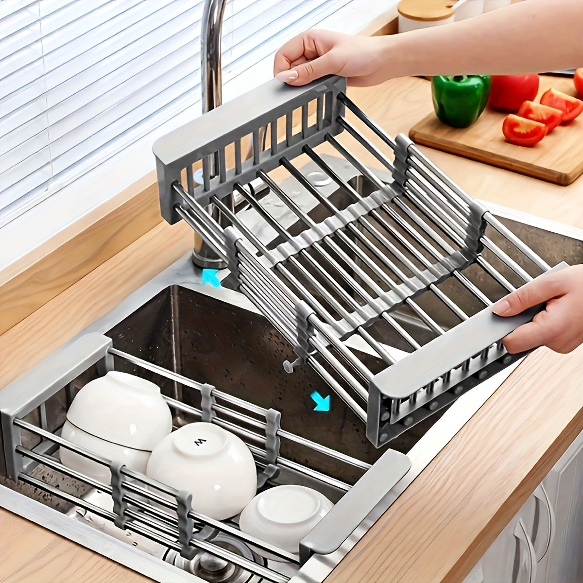 Uitschuifbaar Afdruiprek voor Gootsteen - Ruimtebesparende Servies- en Groentehouder voor de Keuken