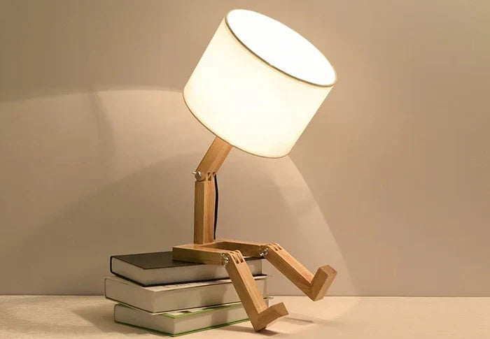 Houten Tafellamp met Boekenhouder - Modern Ontwerp voor Je Huis