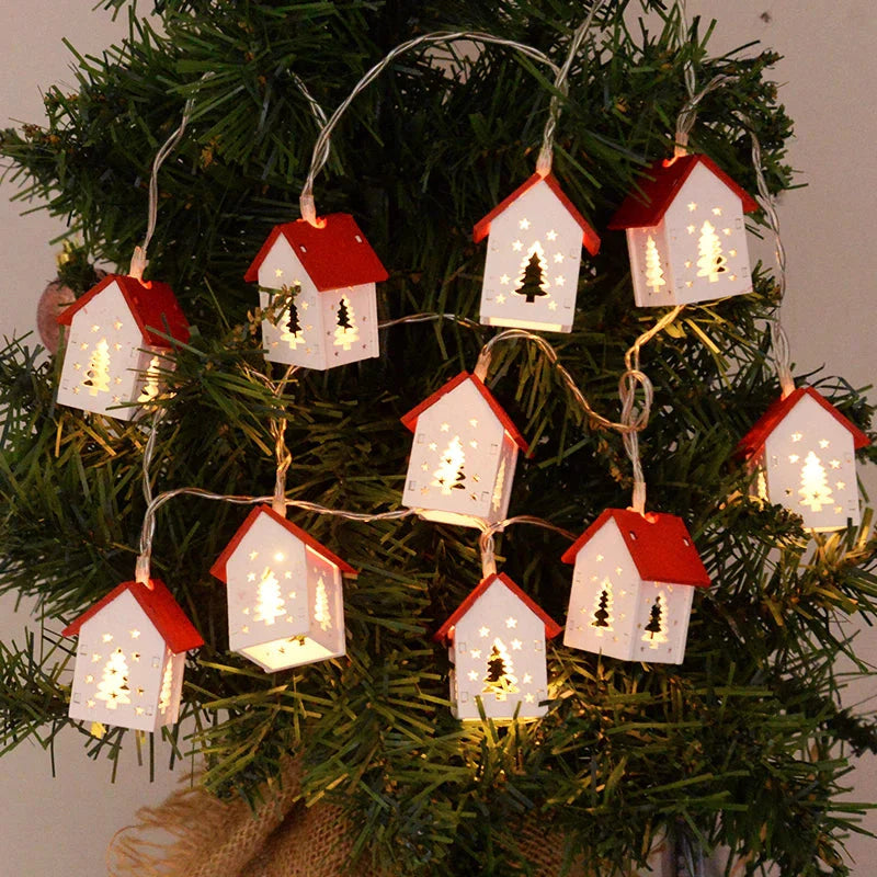 Houten Kersthuisjes met Led-verlichting voor Feestelijke Decoraties