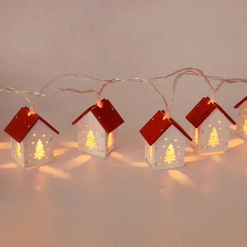 Houten Kersthuisjes met Led-verlichting voor Feestelijke Decoraties