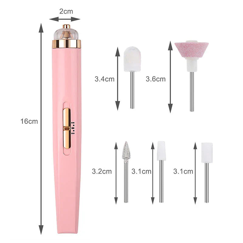 5-in-1 Elektrische Nagelverzorgingstool - Draagbare Manicuretool met Led-lamp