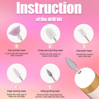 5-in-1 Elektrische Nagelverzorgingstool - Draagbare Manicuretool met Led-lamp