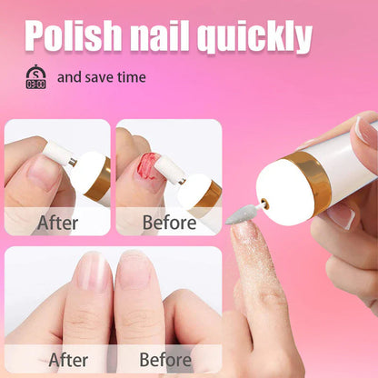 5-in-1 Elektrische Nagelverzorgingstool - Draagbare Manicuretool met Led-lamp