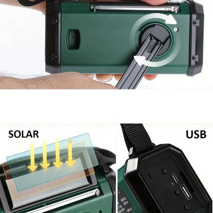 Solar Noodradio met Powerbank - Zwengelradio met Ledlampje voor Kamperen & Buiten