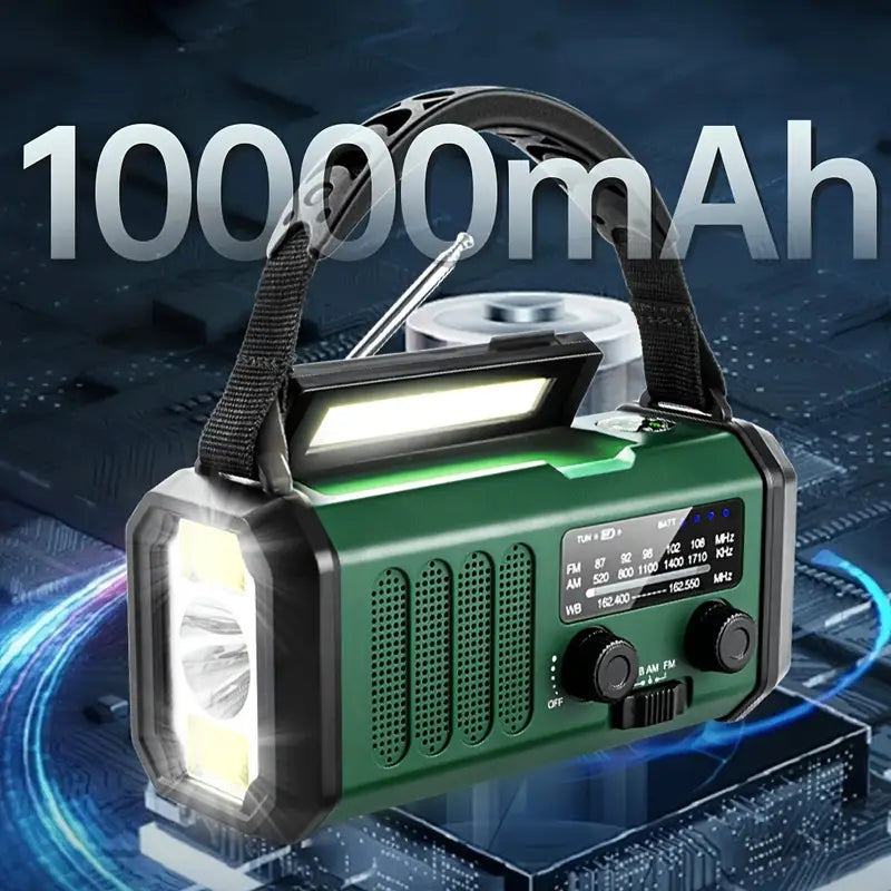 Solar Noodradio met Powerbank - Zwengelradio met Ledlampje voor Kamperen & Buiten