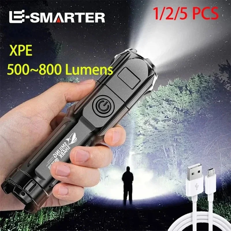 Krachtige Led Zaklamp met Zoom Oplaadbare Usb Campinglamp