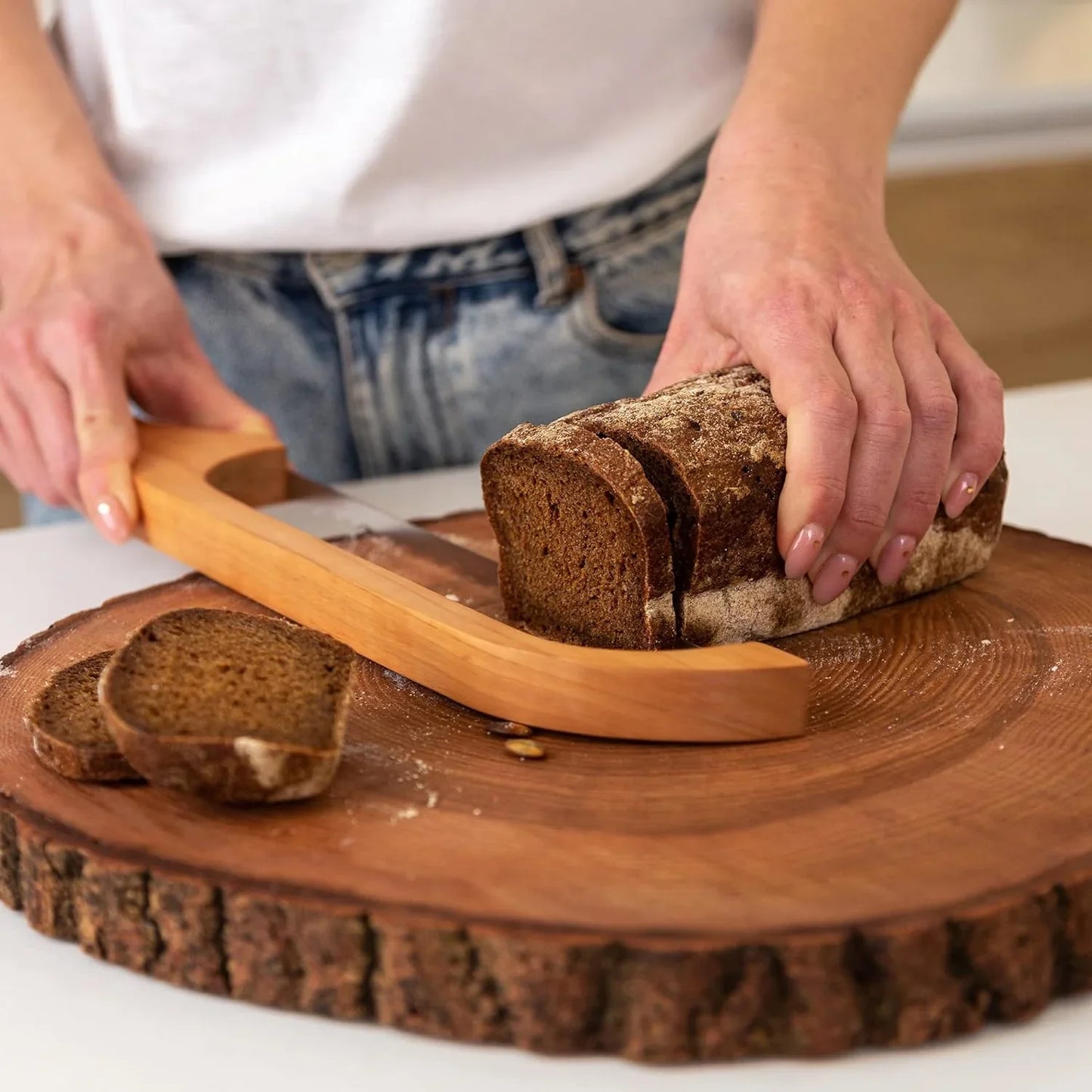 Houten Broodmes met Anti-slip Snijhulp