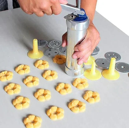 Roestvrijstalen Koekjespers met Opzetstukken voor Creatieve Koekjes en Gebak