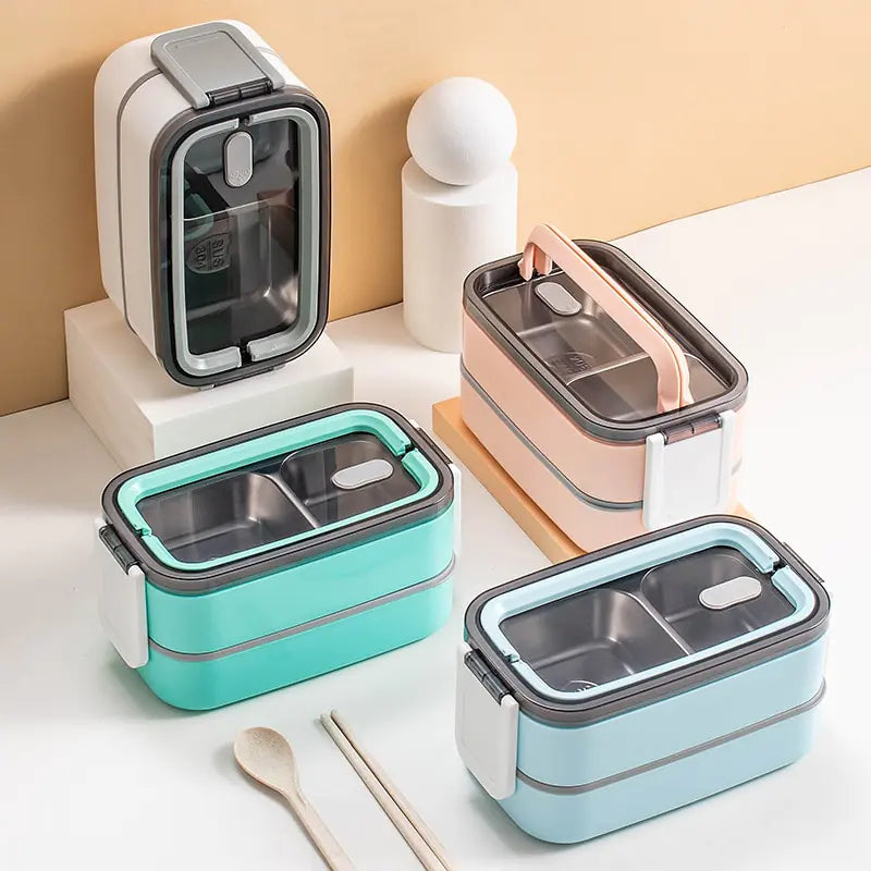 2-laags Roestvrijstalen Bento Lunchbox met Deksel