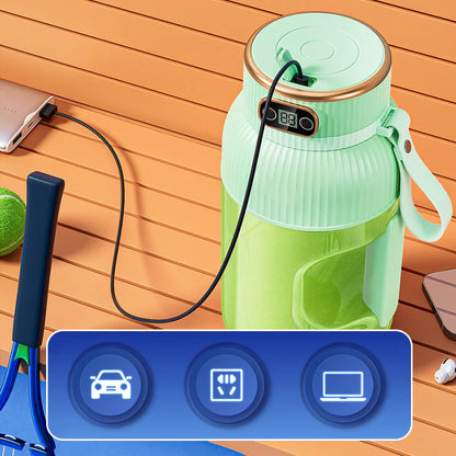 Draagbare Multifunctionele Blender met Dubbele Deksel en Usb-oplaadfunctie - voor Smoothies en het Bewaren van Voedsel