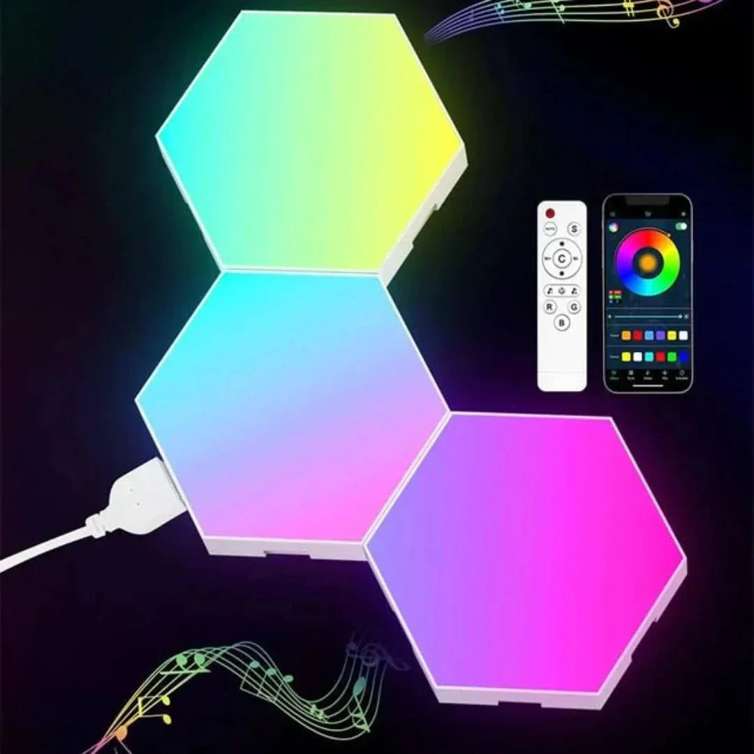 Interactieve Zeshoekige Led-panelen met Rgb-kleurregeling en Muzieksynchronisatie